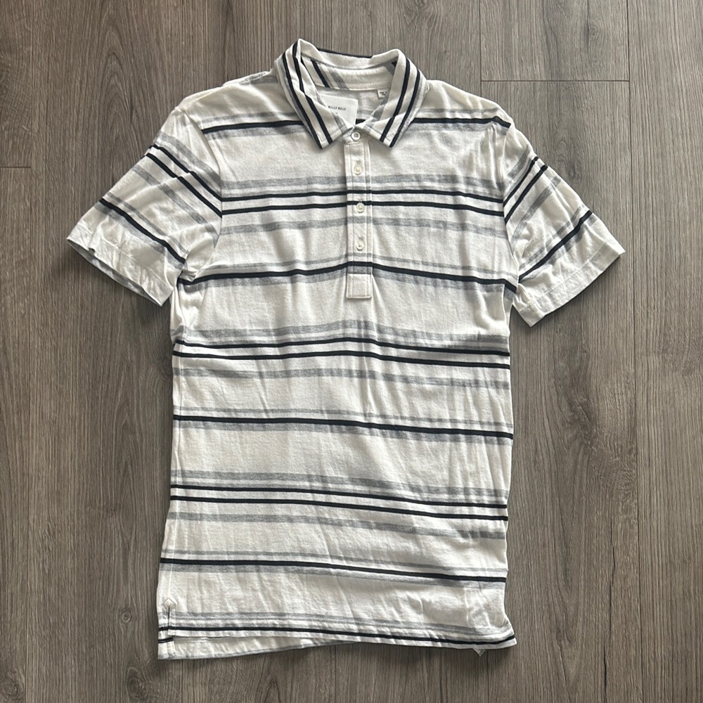 Men’s Billy Reid Striped Polo Shirt - White and Black